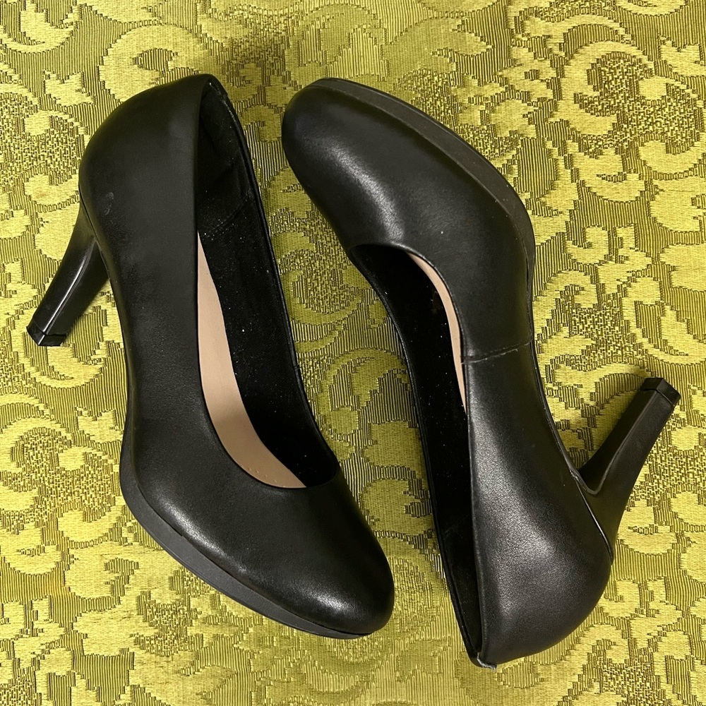 Clark Black Comfort Heels Sz 6 W - Picture 4 of 7